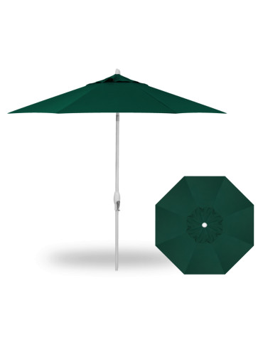 9' Auto Tilt Umbrella - White / Forest Green
